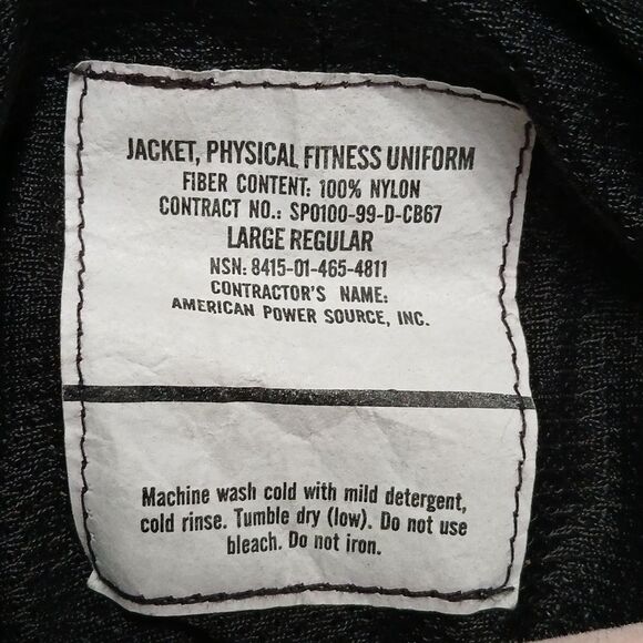 Army  PT Physical Fitness Jacket with reflective material. Sz L - Picture 6 of 6